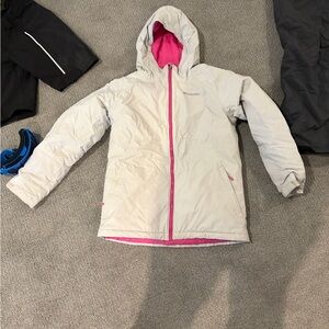 Columbia Kids' Light Gray and Pink Puffer Jacket